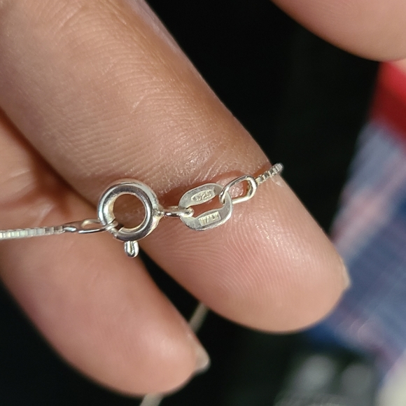 Vintage Valerio Baltic Amber & Silver Teardrop Dangle Pendant on 18in Box Chain - Picture 5 of 12